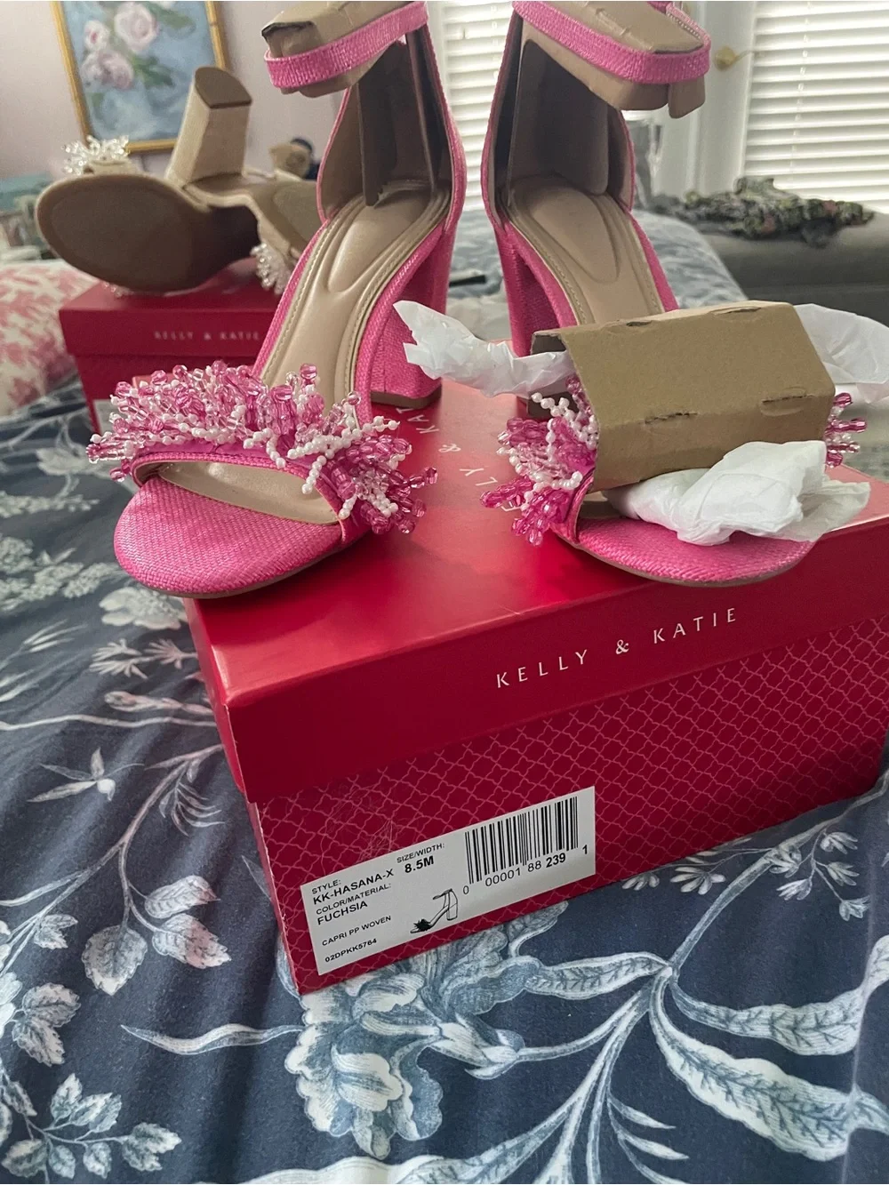 Kelly & Katie Girls' Fuchsia Woven Strap Sandals